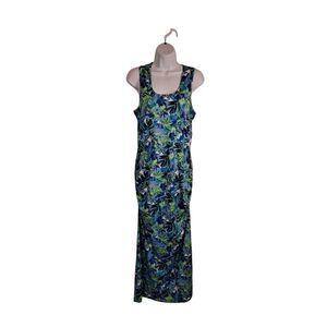 Banana Boat Women's Maxi Dress Size L Tropical Cruise Vacation UPF 50+ Ruched
